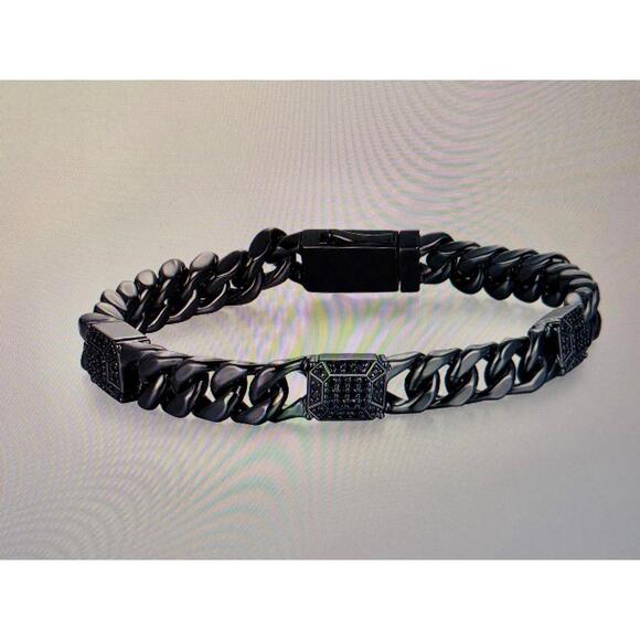 Classic Treasures Gunmetal plated sterling genuine black sapphire Link Bracelet